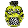 Racing All Over Print Hoodie Yellow With FREE SHIPPING TODAY!