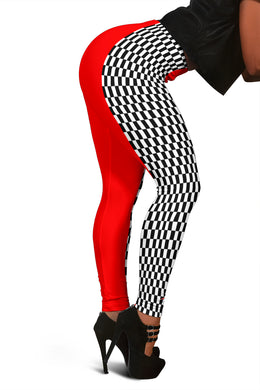 Racing Checkered Leggings Red Mixed