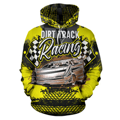 Dirt Track Racing All Over Print Hoodie Yellow With FREE SHIPPING TODAY!