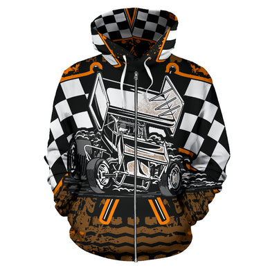 Sprint Car Racing All Over Print Zip Up Hoodie With FREE SHIPPING TODAY!