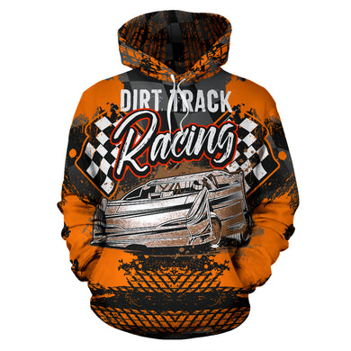 Dirt Track Racing All Over Print Hoodie Orange With FREE SHIPPING TODAY!