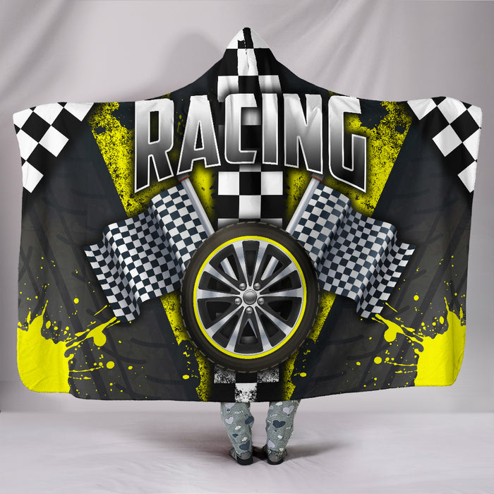 Racing Hooded Blanket Yellow With FREE SHIPPING TODAY!