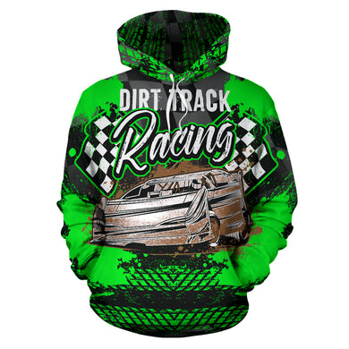Dirt Track Racing All Over Print Hoodie Green With FREE SHIPPING TODAY!