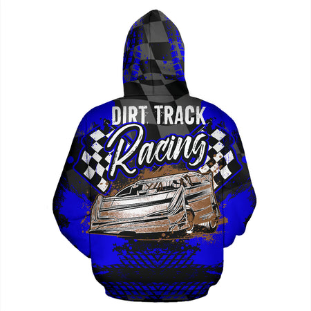 Dirt Track Racing All Over Print Hoodie Blue With FREE SHIPPING TODAY!