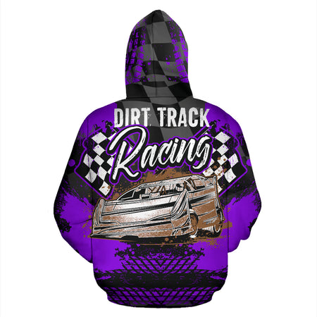 Dirt Track Racing All over Print Hoodie Purple With FREE SHIPPING TODAY!