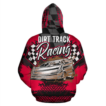 Dirt Track Racing All Over Print Hoodie Red With FREE SHIPPING TODAY!
