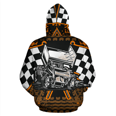 Sprint Car Racing All Over Print Zip Up Hoodie With FREE SHIPPING TODAY!