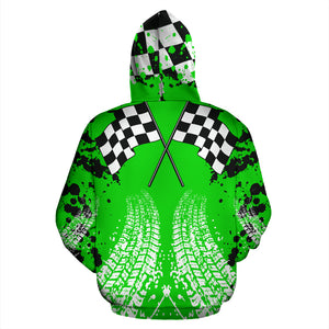 Racing All Over Print Hoodie Green With FREE SHIPPING TODAY!