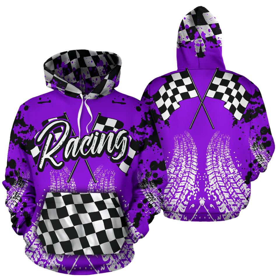Racing All Over Print Hoodie Purple With FREE SHIPPING TODAY!