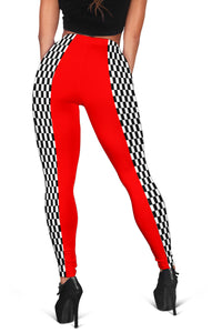 Racing Checkered Leggings Red Mixed